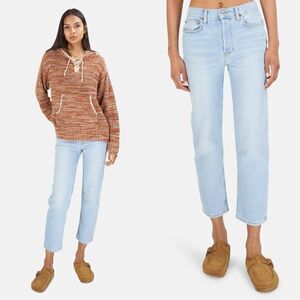 Re/Done 70s Stove Pipe in River Fade High Rise Jeans